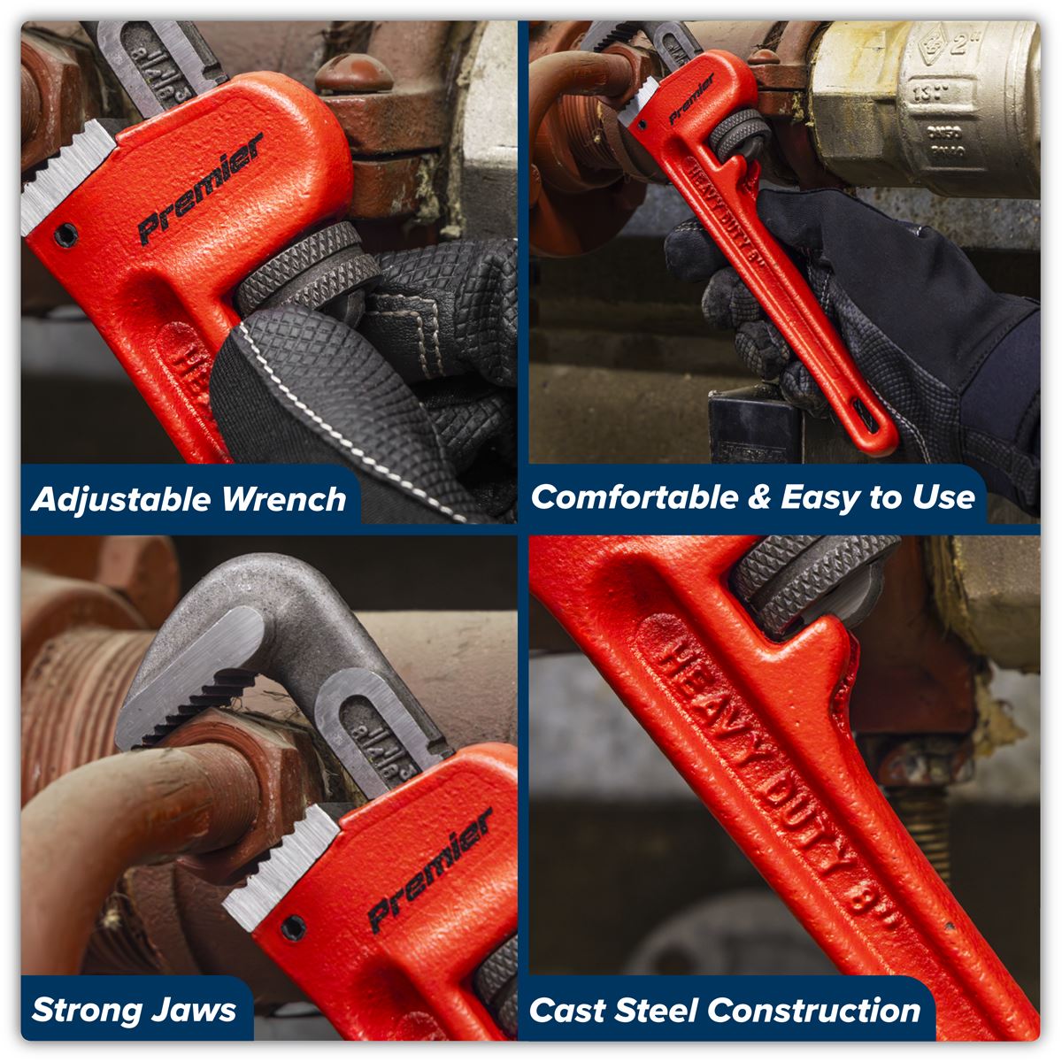 Sealey Pipe Wrench European Pattern 200mm Cast Steel AK5101