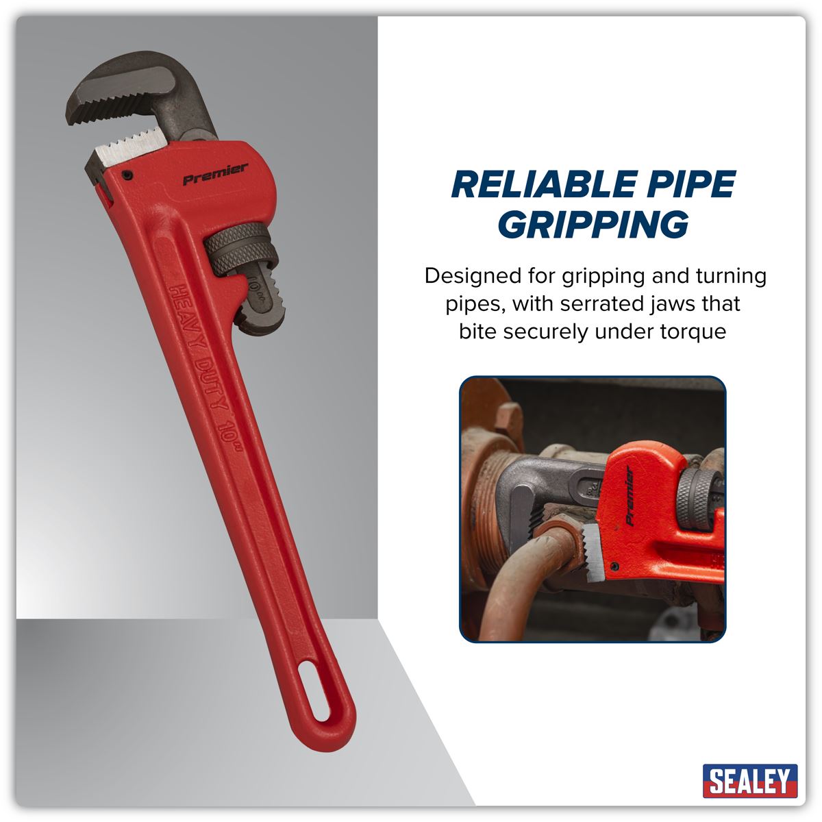 Sealey Pipe Wrench European Pattern 250mm Cast Steel AK5102