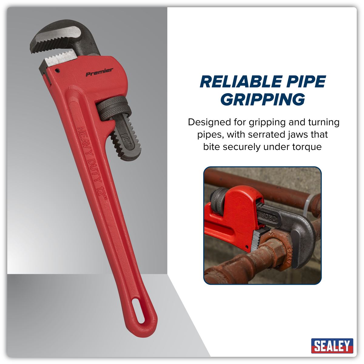 Sealey Pipe Wrench European Pattern 300mm Cast Steel AK5103