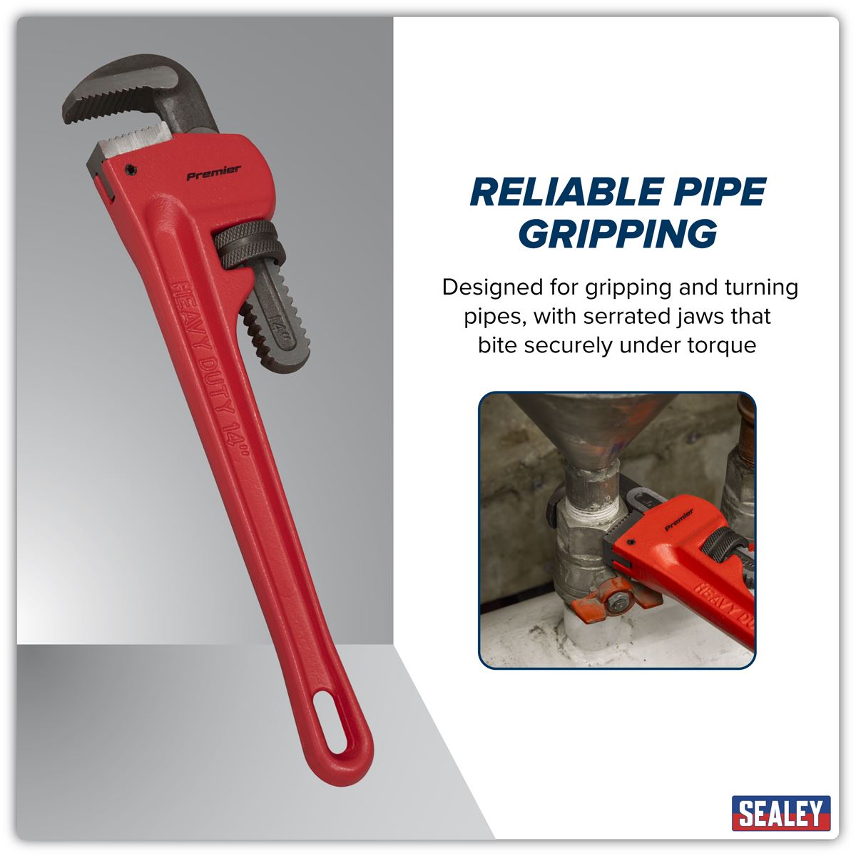 Sealey Pipe Wrench European Pattern 350mm Cast Steel AK5104