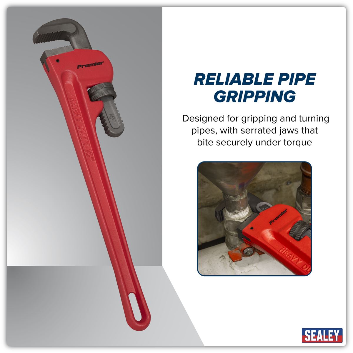 Sealey Pipe Wrench European Pattern 450mm Cast Steel AK5105