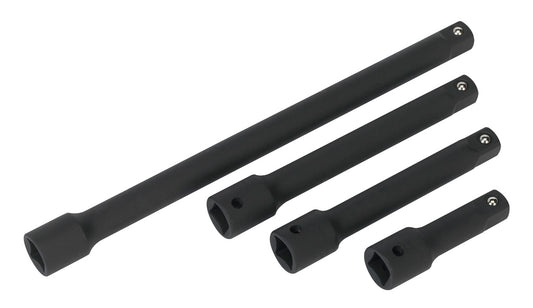 Sealey Impact Extension Bar Set 4pc 1/2"D Lengths 75, 125, 150, 250mm AK5513