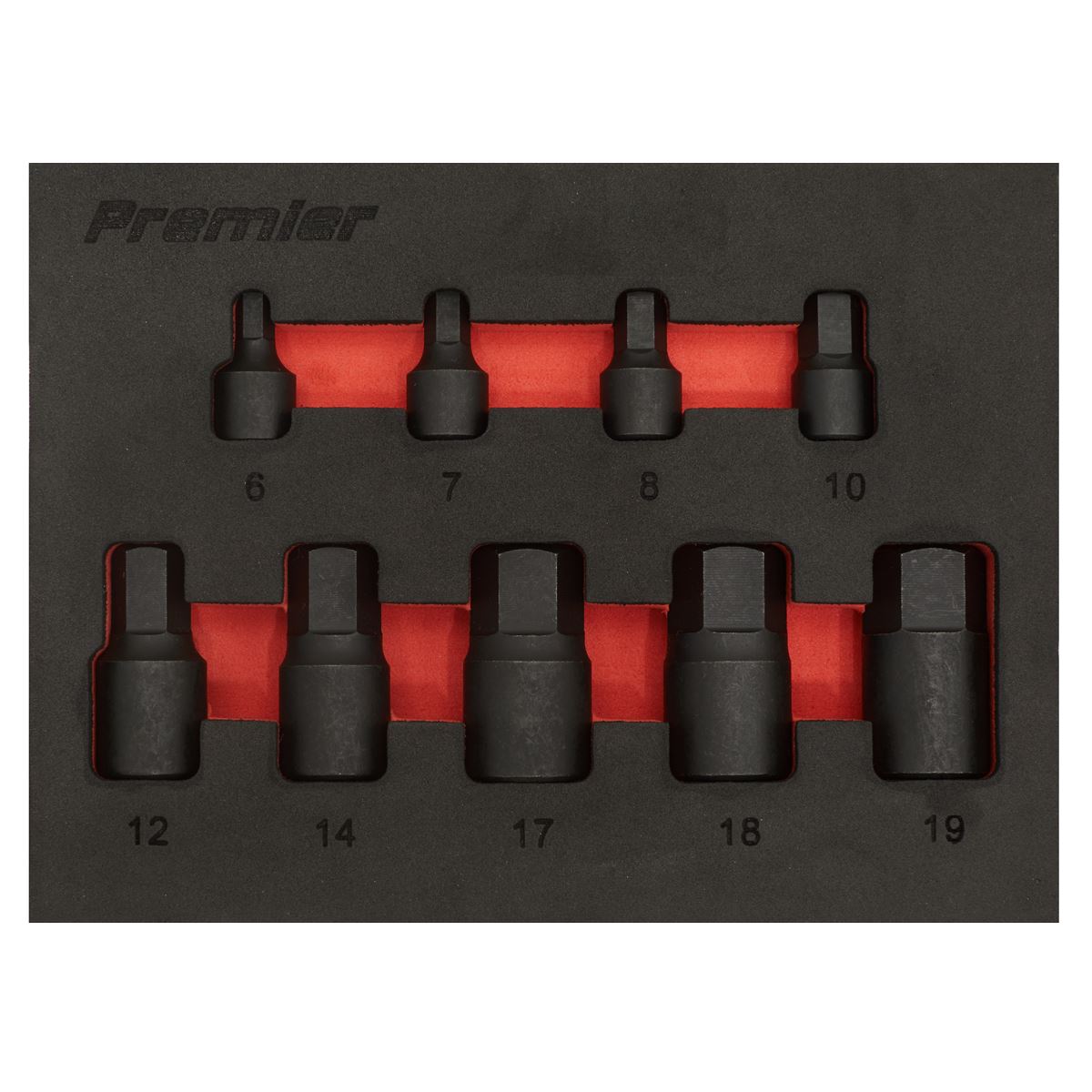 Sealey Low Profile Impact Hex Socket Bit Set 1/4" & 3/8" Sq Drive 9pc - Metric AK5525