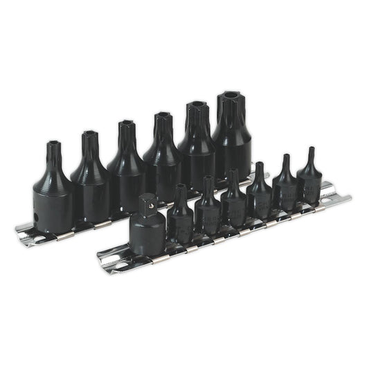 Sealey TRX-Star* Security Socket Bit Set 13pc 1/4" & 3/8"Sq Drive AK5585