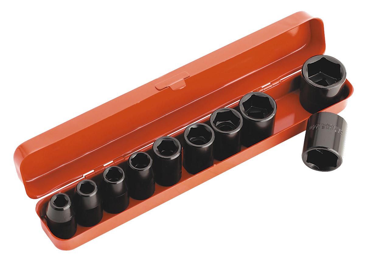 Sealey Metric Impact Socket Set 10pc 1/2"Sq Drive Single Hex Boxed AK56/11M