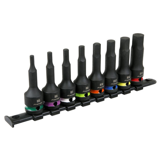 Sealey Hex Impact Socket Bit Set 8pc 1/2"Sq Drive AK56001