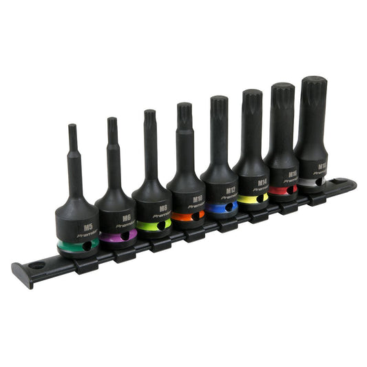 Sealey Spline Impact Socket Bit Set 8pc 1/2"Sq Drive AK56004