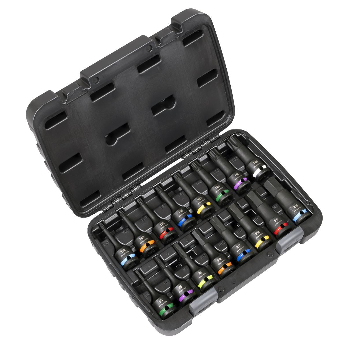 Sealey Premier Hex & Torx Star Impact Socket Bit Set 1/2"Sq Drive 16pc AK56005