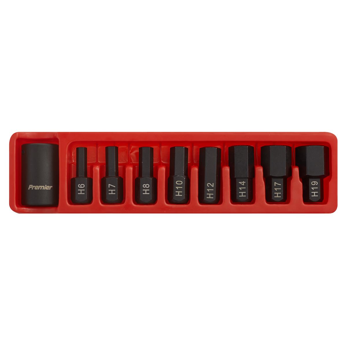 Sealey Impact Hex Bit & Holder Set 9pc 1/2"Sq Drive AK5609