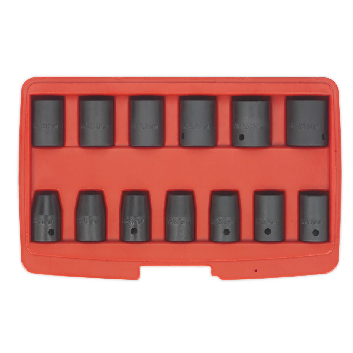 Sealey Metric Impact Socket Set 13pc 1/2"Sq Drive Single Hex Boxed AK5613M