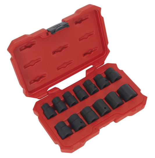 Sealey Metric Impact Socket Set 13pc 1/2"Sq Drive Lock-On 6pt Metric AK5616M