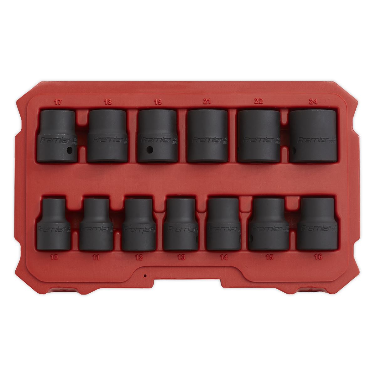 Sealey Metric Impact Socket Set 13pc 1/2"Sq Drive Lock-On 6pt Metric AK5616M