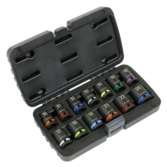 Sealey Metric Impact Socket Set 13pc 1/2"Sq Drive Single Hex AK5617M