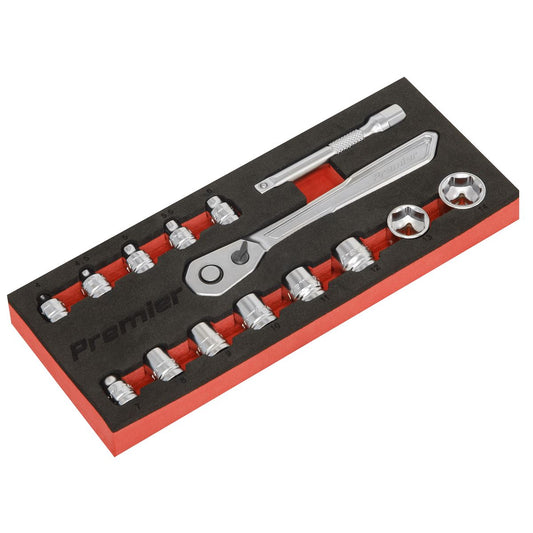 Sealey Low Profile Metric Socket Set 15pc 1/4"D Platinum Series AK5783