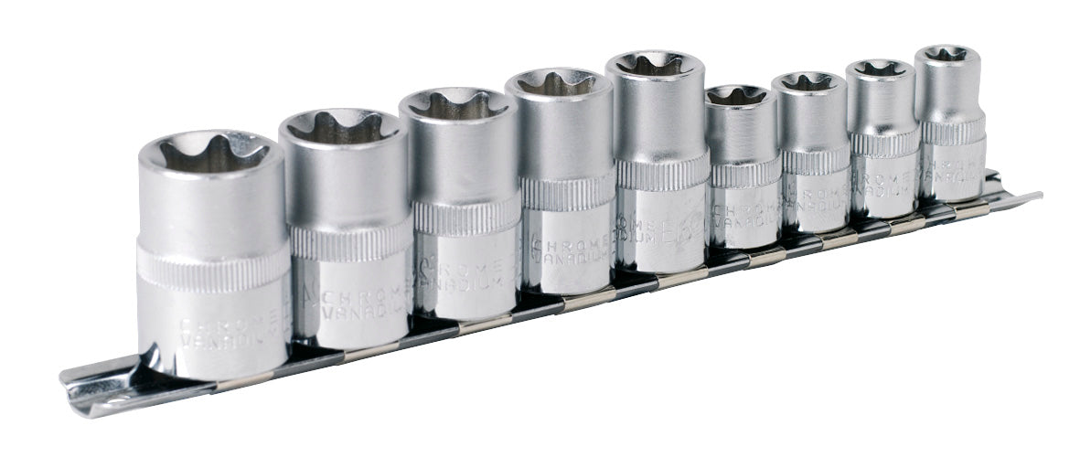 Sealey Torx Socket Set 9pc 3/8" & 1/2"Sq Drive E10-E14 & E16-E24 AK617