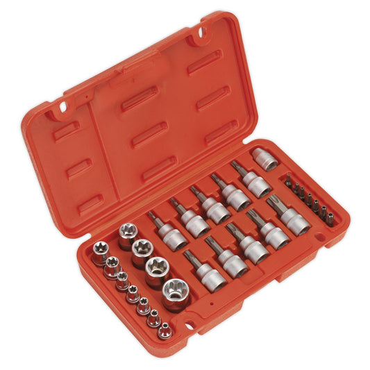 Sealey TRX-Star* Socket & Security Bit Set 29pc 1/4"Sq & 3/8"Sq Drive AK6193