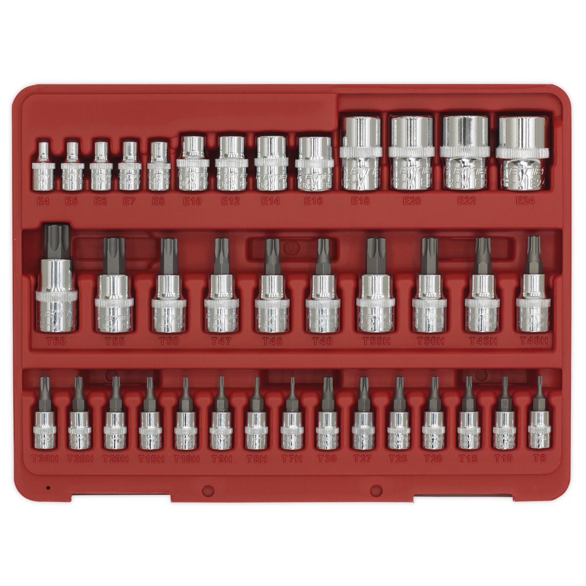 Sealey TRX-Star* Socket & Security Socket Bit Set 38pc 1/4", 3/8" & 1/2"Sq Drive AK6197