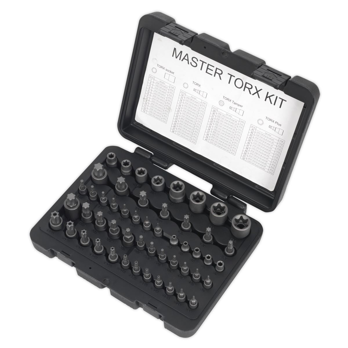 Sealey Torx Star Master Socket Set 52pc 1/4" 3/8" & 1/2"D Male & Female AK6199