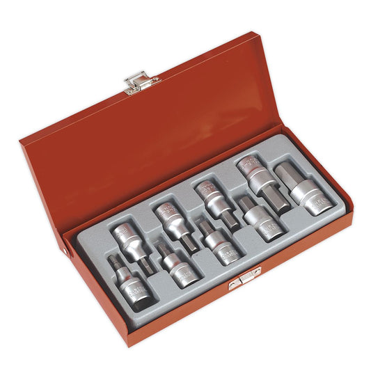 Sealey Hex Socket Bit Set 9pc 1/2"Sq Drive AK620