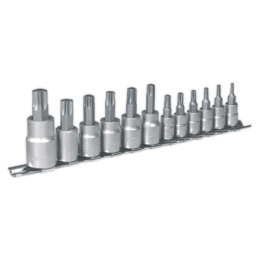 Sealey TRX-Star* Socket Bit Set 12pc 1/4", 3/8" & 1/2"Sq Drive AK6213