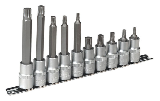 Sealey Spline Socket Bit Set 10pc 1/2"Sq Drive AK6215