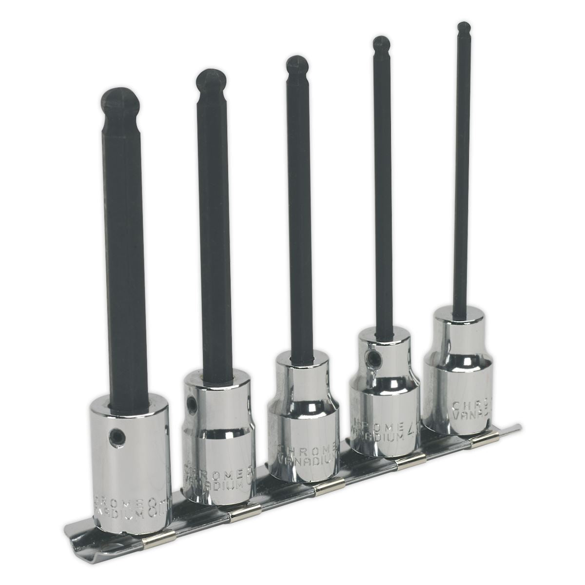 Sealey Ball-End Hex Socket Bit Set 7pc 100mm 1/2"Sq Drive Metric AK622