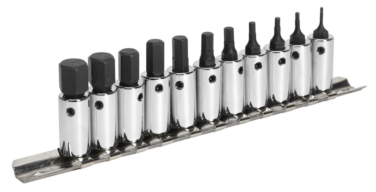 Sealey Hex Socket Bit Set 11pc 1/4"Sq Drive Metric AK62251