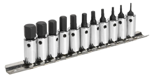 Sealey Hex Socket Bit Set 11pc 1/4"Sq Drive Metric AK62251