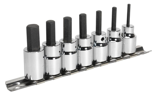 Sealey Hex Socket Bit Set 7pc 3/8"Sq Drive Metric AK62253