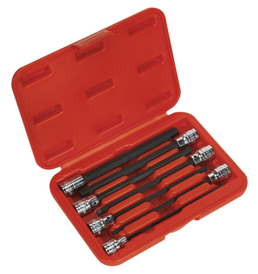 Sealey Hex Socket Bit Set 7pc 3/8"Sq Drive 150mm Metric AK62255