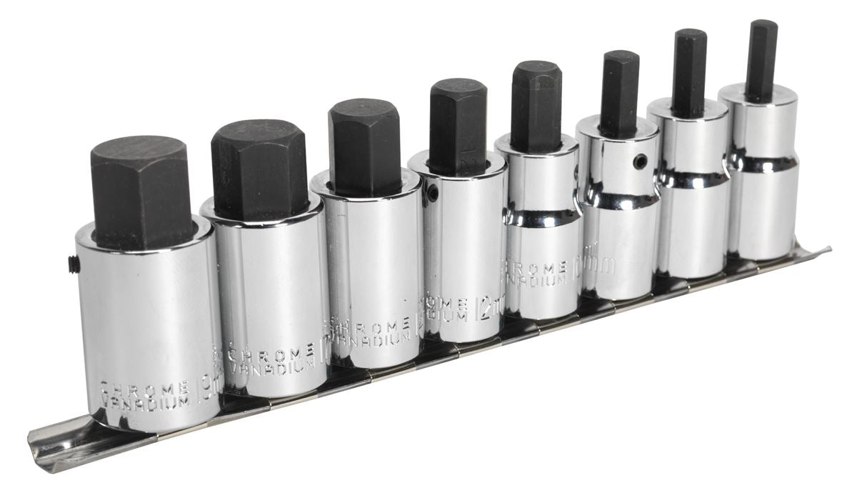 Sealey Hex Socket Bit Set 8pc 1/2"Sq Drive Metric AK62258