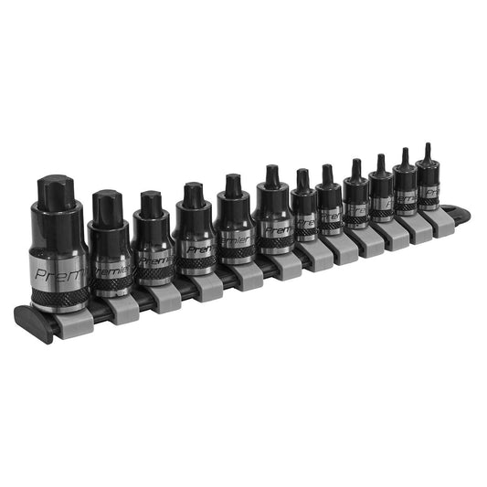 Sealey TRX-Star* Socket Bit Set 12pc Stubby 1/4", 3/8" & 1/2"Sq Drive Black Series AK6228B