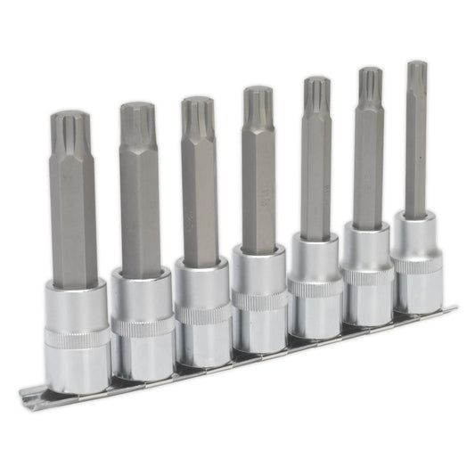 Sealey Ribe Socket Bit Set 7pc 1/2"D 100mm M8 M9 M10 M11 M12 M13 M14 AK6235