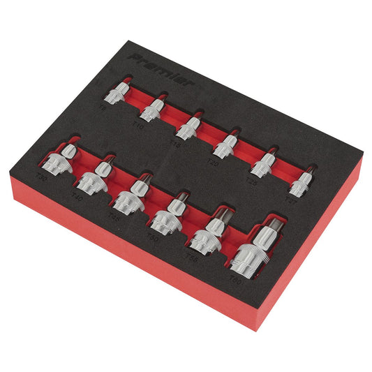 Sealey TRX-Star* Socket Bit Set 12pc Stubby 1/4", 3/8" & 1/2"Sq Drive AK6245