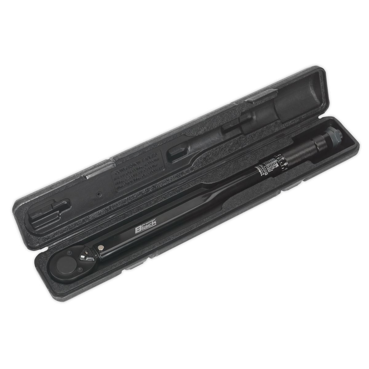 Sealey Micrometer Torque Wrench 1/2"D 27-204Nm 20-150lb.ft Black Series AK624B