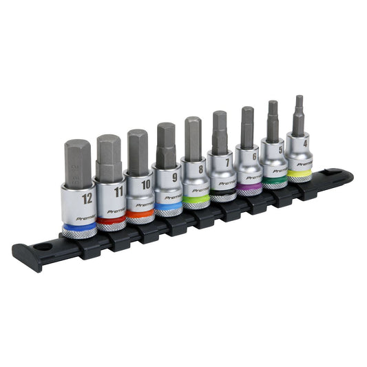 Sealey Hex Socket Bit Set 9pc 3/8"Sq Drive - Platinum AK6250