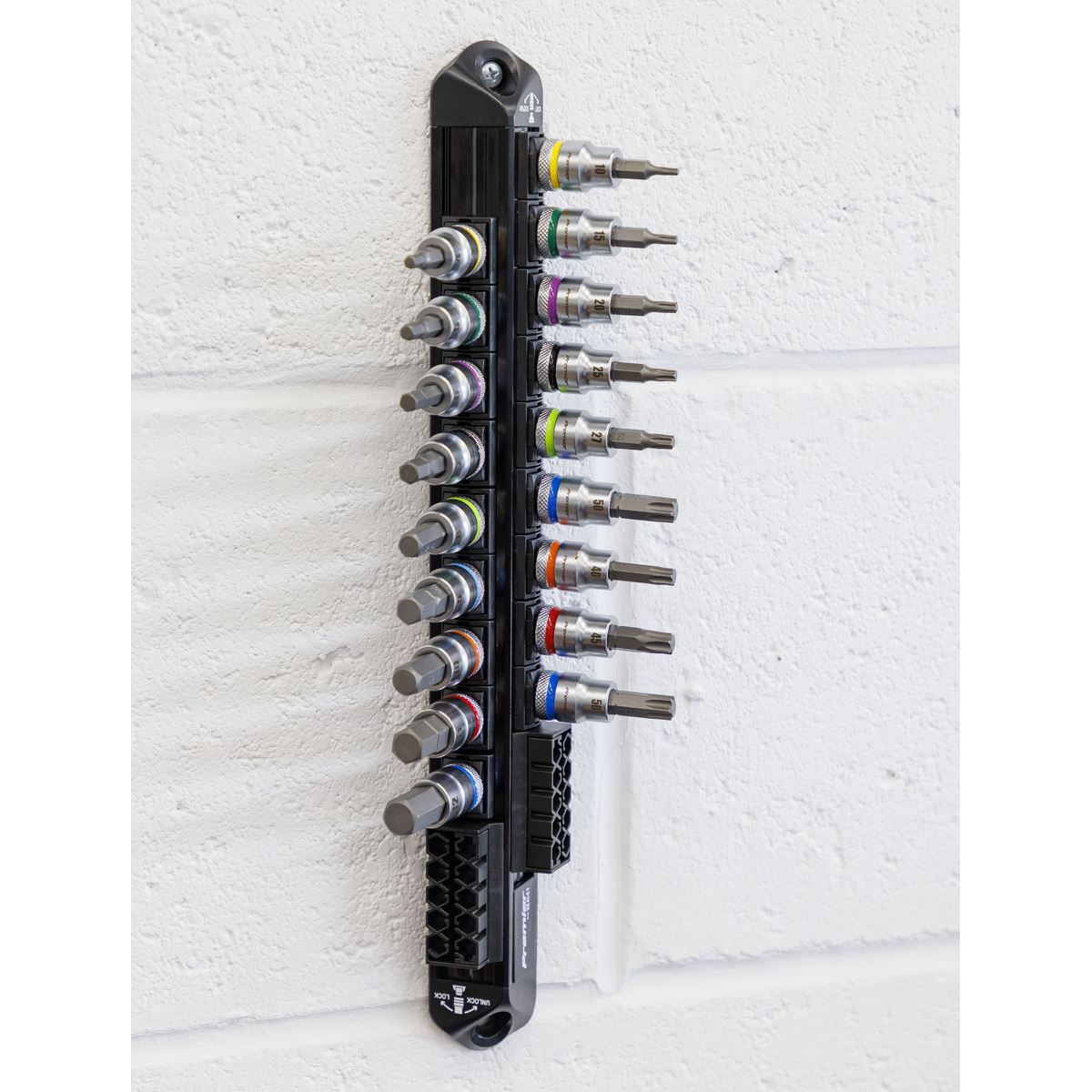 Sealey Premier Hex & Torx Star Socket Bit Set 3/8"D 18pc On A Rail AK6252