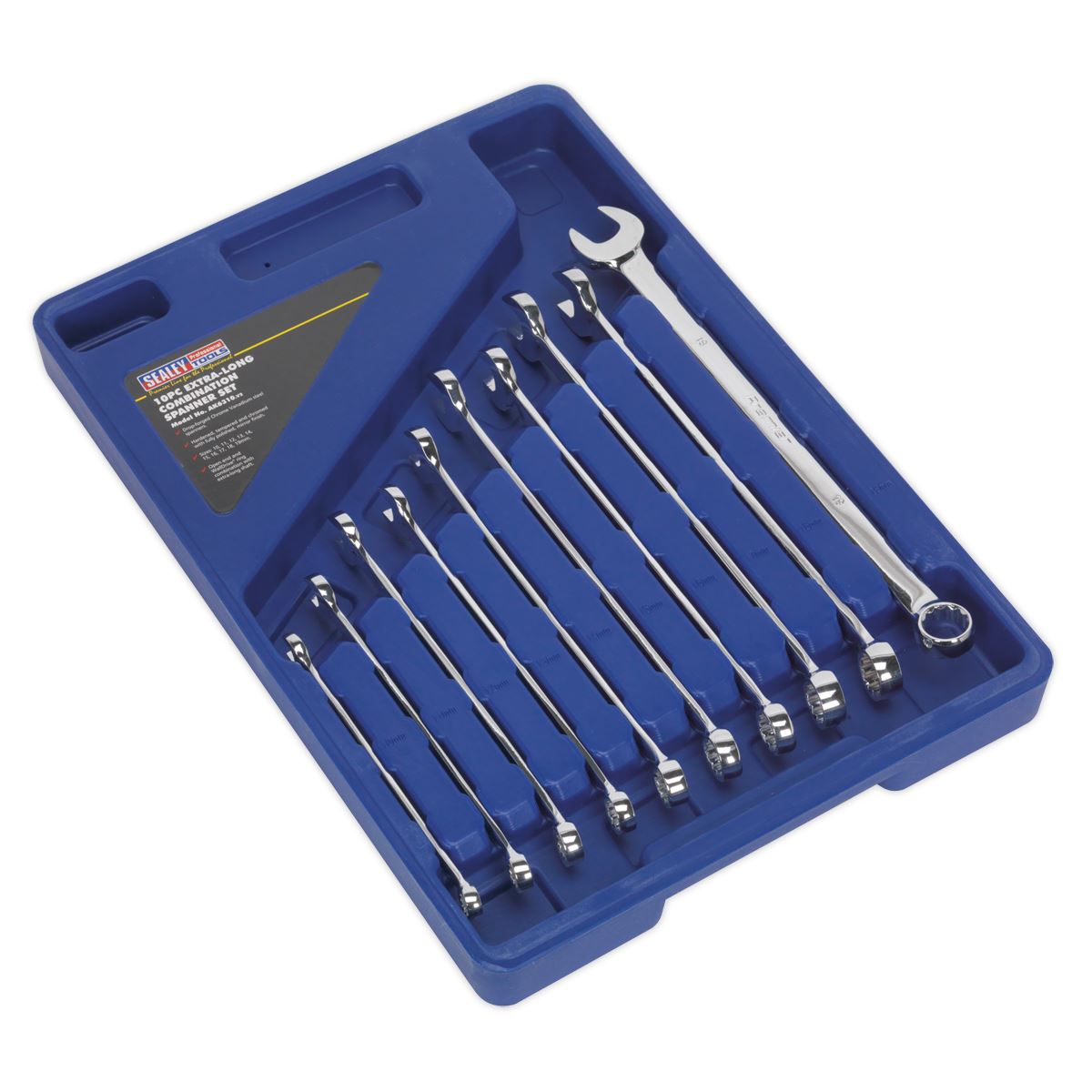 Sealey Combination Spanner Set 10pc Extra-Long Metric AK6310