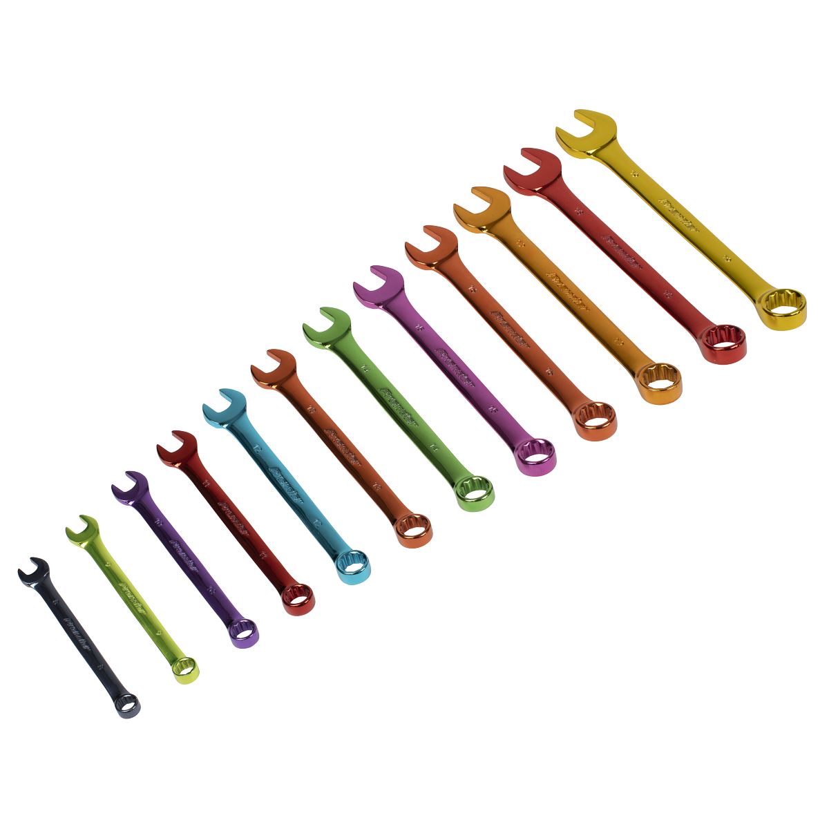 Sealey Premier Multi Coloured Metric Combination Spanner Set 12pc 8-19 AK63267