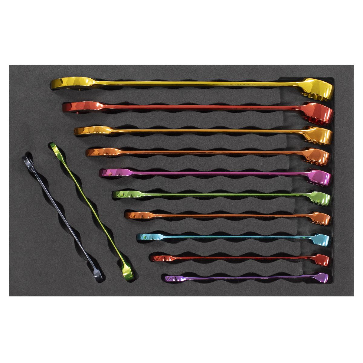 Sealey Premier Multi Coloured Metric Combination Spanner Set 12pc 8-19 AK63267