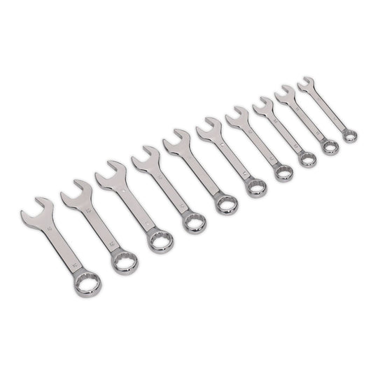Sealey Combination Spanner Set 10pc Stubby Metric AK633
