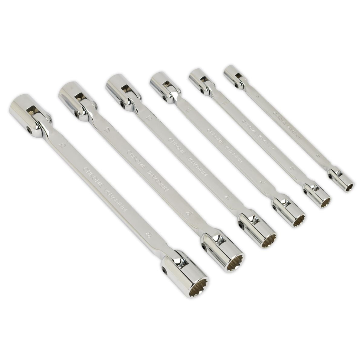 Sealey Double Flexi-Head Socket Spanner Set 6pc Fully Polished Metric AK635