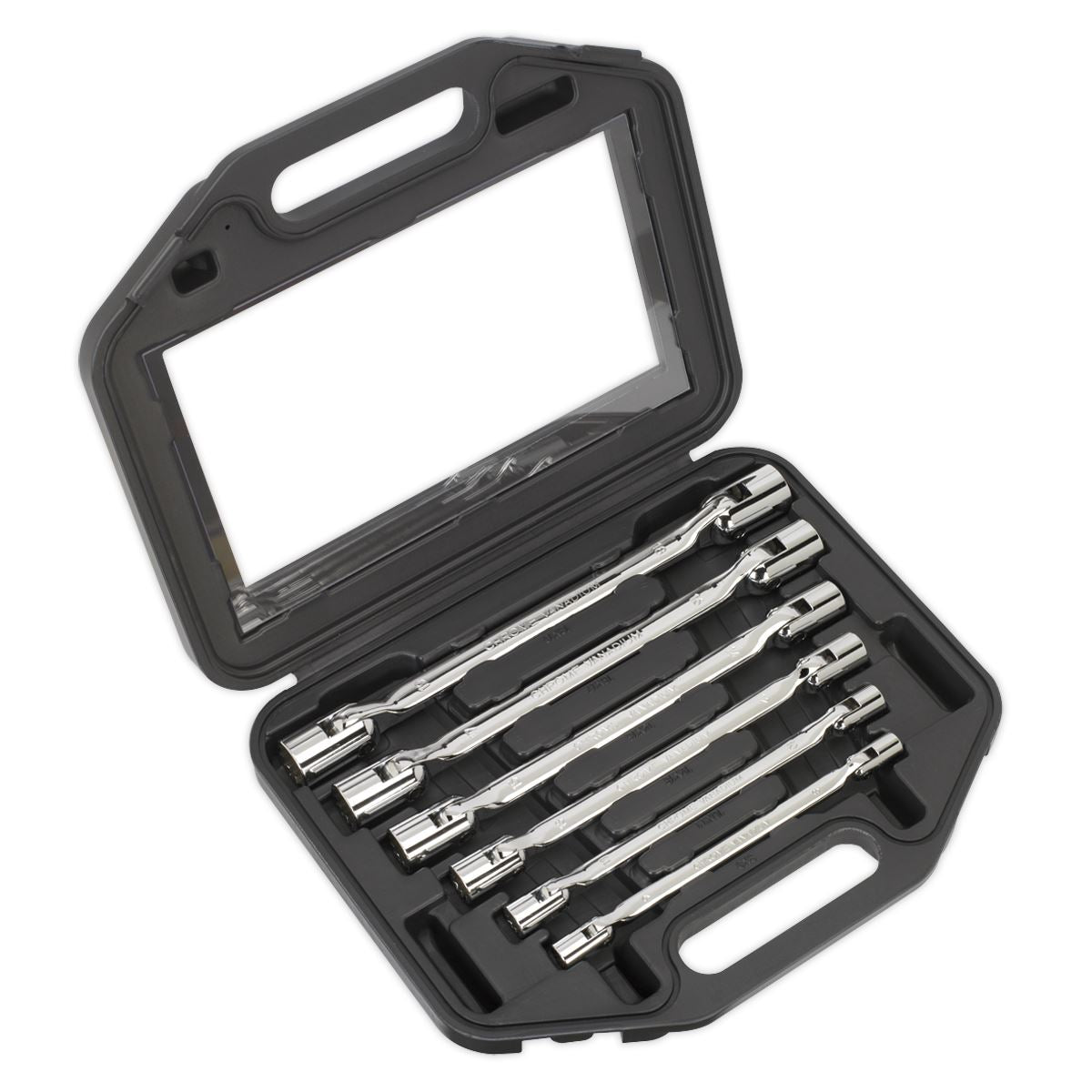 Sealey Double Flexi-Head Socket Spanner Set 6pc Fully Polished Metric AK635