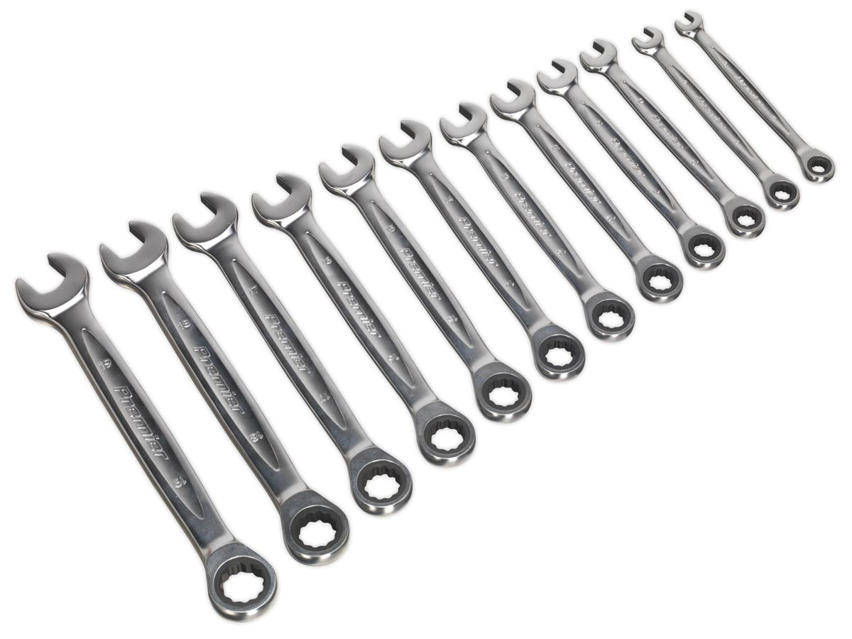 Sealey Ratchet Combination Spanner Set 12pc - Metric - Platinum Series AK63922