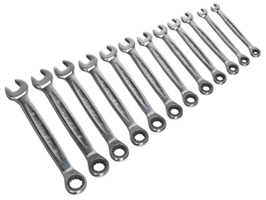 Sealey Ratchet Combination Spanner Set 12pc - Metric - Platinum Series AK63922