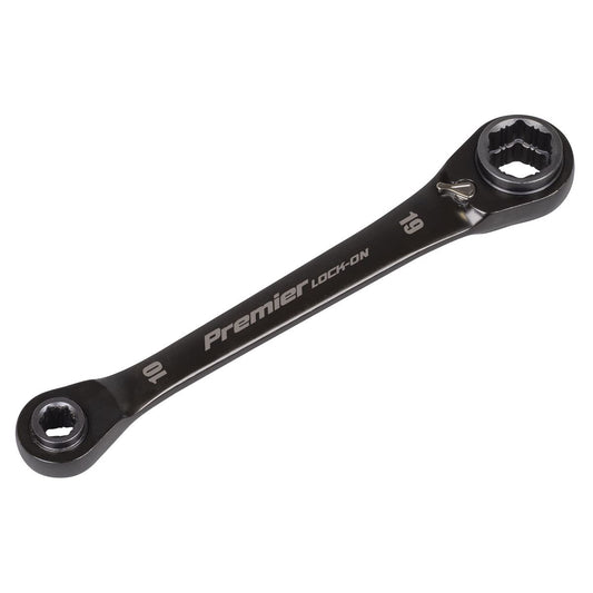 Sealey 4-in-1 Reversible Lock-On Ratchet Ring Spanner 10 x 13 17 x 19mm AK63923