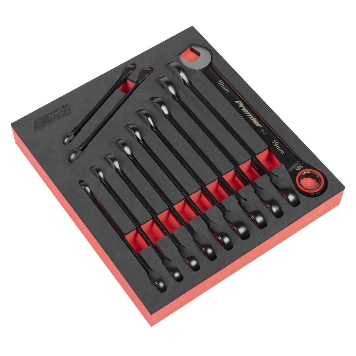 Sealey Premier Black Metric Combination Ratchet Wrench Set 12pc 8-19mm AK63940B