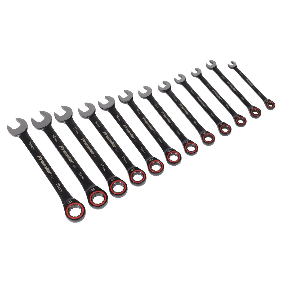 Sealey Premier Black Metric Combination Ratchet Wrench Set 12pc 8-19mm AK63940B