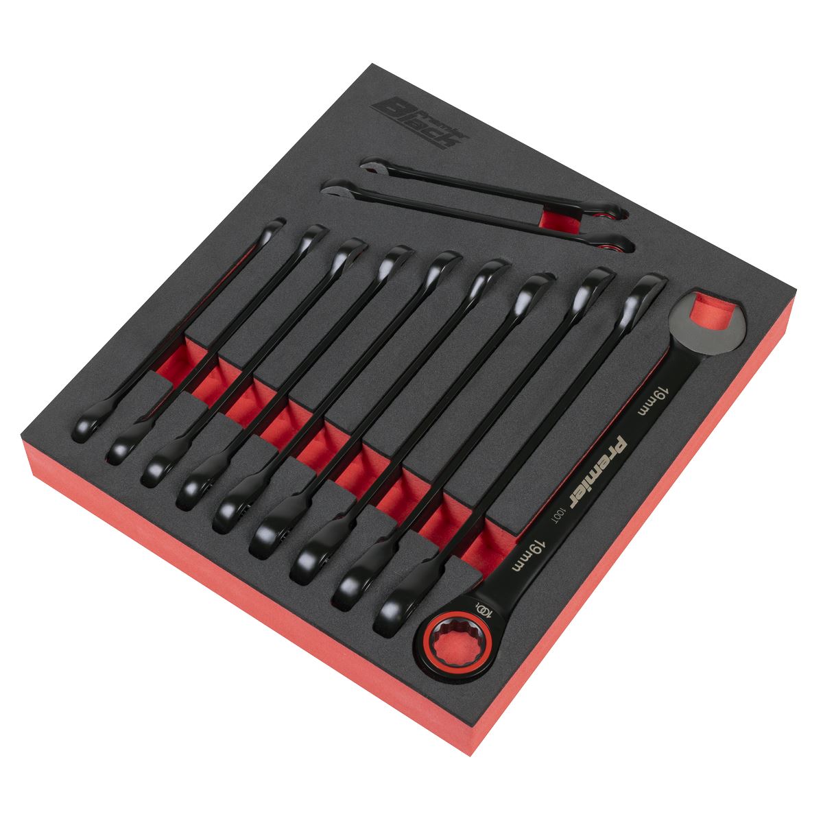 Sealey Premier Black Metric Combination Ratchet Wrench Set 12pc 8-19mm AK63940B