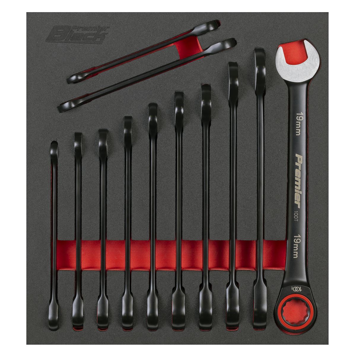 Sealey Premier Black Metric Combination Ratchet Wrench Set 12pc 8-19mm AK63940B